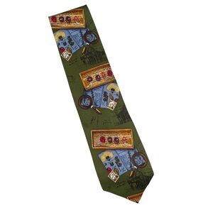 Vintage novelty Silk tie geography teacher history travel biology science artsy